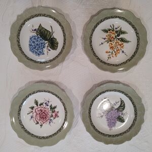 Princess House Dinnerware Set with Green and Floral Designs